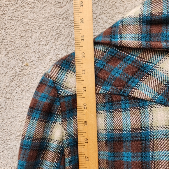 STETSON Women's Pea Coat Medium Plaid Blue Wool Blend Lined Outdoors - Picture 7 of 10